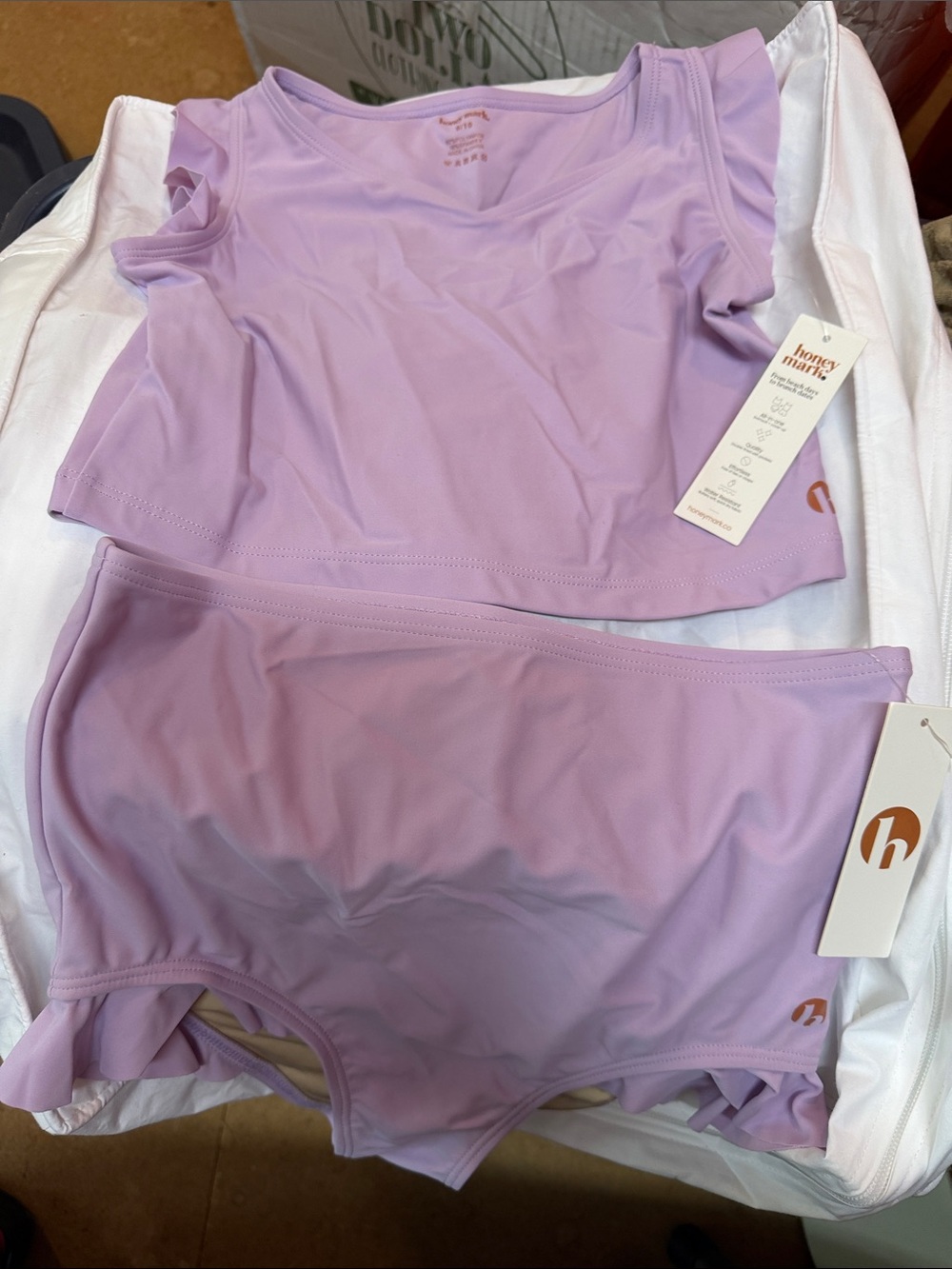 Lavender Two-Piece Swim Top and High-Waist Bottom
